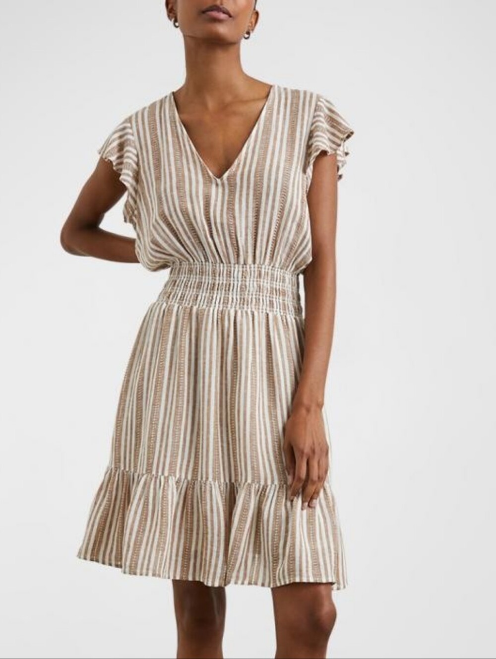 Rails Tara Striped Linen Blend Dress In Palo Santo